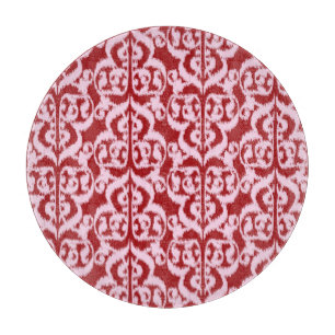 Ikat Moorish Damask - dark red and pink Cutting Board