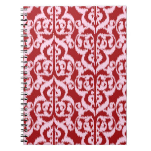 Ikat Moorish Damask - dark red and pink Notebook