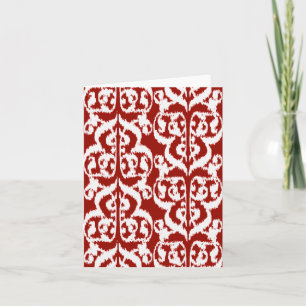 Ikat Moorish Damask - dark red and white Holiday Card