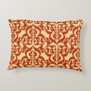 Ikat Moorish Damask - Mandarin orange Decorative Cushion