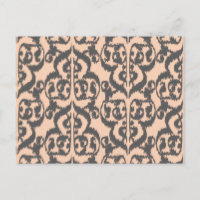 Ikat Moorish Damask - peach and charcoal grey