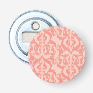 Ikat Moorish Damask - peach and coral pink Bottle Opener