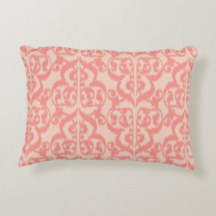 Ikat Moorish Damask - peach and coral pink Decorative Cushion
