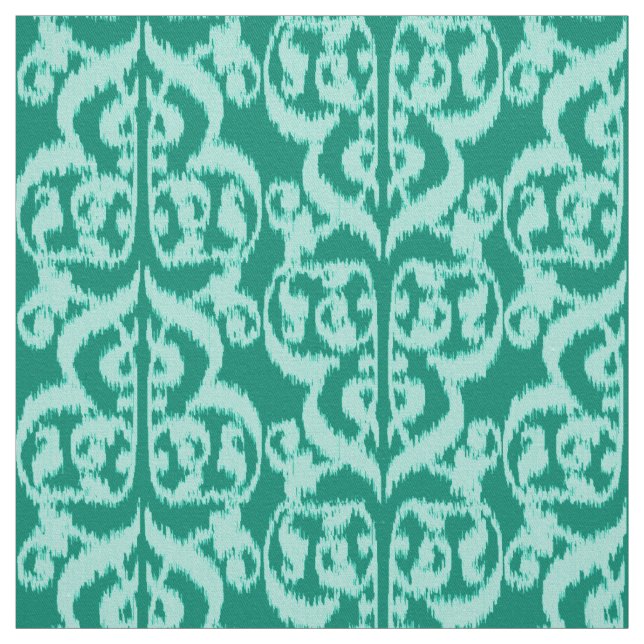 Ikat Moorish Damask - peacock and aqua Fabric (Swatch)