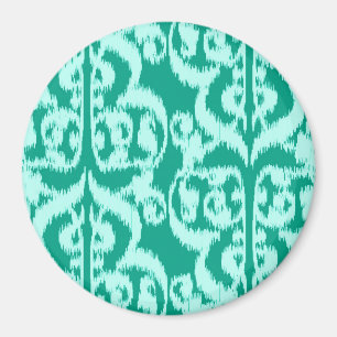 Ikat Moorish Damask - peacock and aqua Magnet