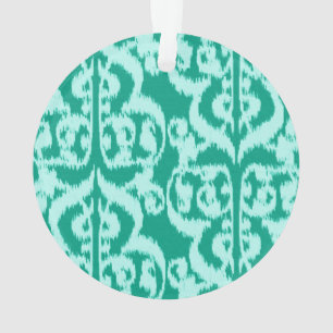 Ikat Moorish Damask - peacock and aqua Ornament