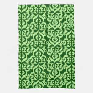 Ikat Moorish Damask - pine and mint green Tea Towel
