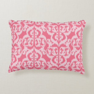 Ikat Moorish Damask - shades of coral pink Decorative Cushion