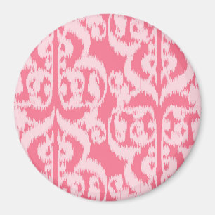 Ikat Moorish Damask - shades of coral pink Magnet