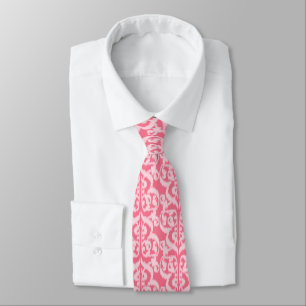 Ikat Moorish Damask - shades of coral pink Tie