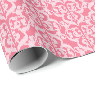 Ikat Moorish Damask - shades of coral pink Wrapping Paper