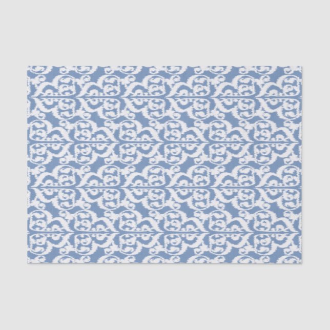 Ikat Moorish Damask - sky blue and white Tissue Paper (Front)
