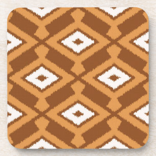 Ikat Pattern - Brown, Rust and Cream Coaster