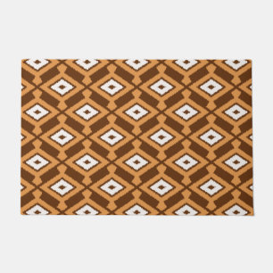 Ikat Pattern, Brown, Rust and Cream Doormat