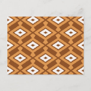Ikat Pattern - Brown, Rust and Cream Postcard