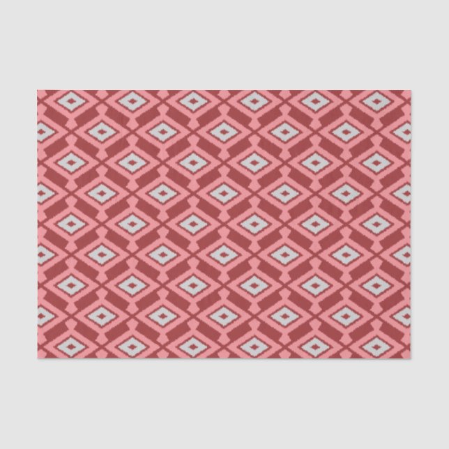 Ikat Pattern - Burgundy, Grey and Coral Tissue Paper (Front)