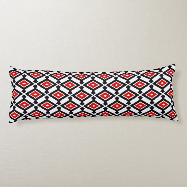 Ikat Pattern - Dark Red, Black and White Body Cushion (Back)