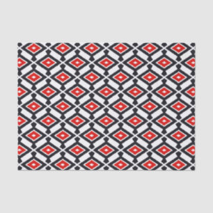 Ikat Pattern - Dark Red, Black and White Tissue Paper