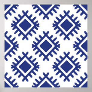 Ikat pattern Ethnic textile tribal American Americ Poster