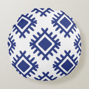 Ikat pattern Ethnic textile tribal American Americ Round Cushion
