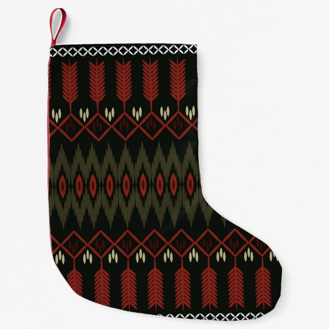 Ikat Pattern: Geometric Ethnic Ornament Small Christmas Stocking (Front)