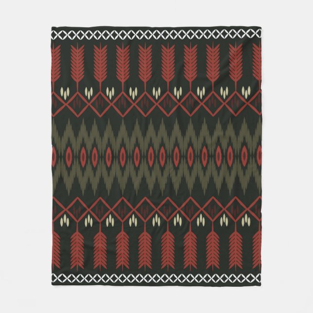 ikat Pattern. Geometric seamless ornament. Ethnic  Fleece Blanket (Front)