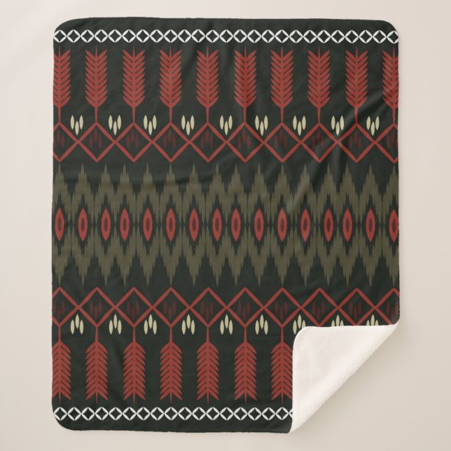 ikat Pattern. Geometric seamless ornament. Ethnic  Sherpa Blanket (Front)