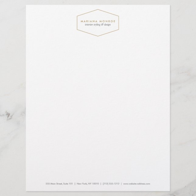 Ikat Pattern in Grey/White Designer Letterhead Template (Front)