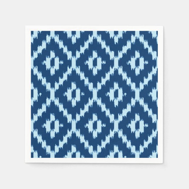 Ikat pattern - Indigo and pale ice blue Napkin (Front)