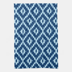 Ikat pattern - Indigo and pale ice blue Tea Towel