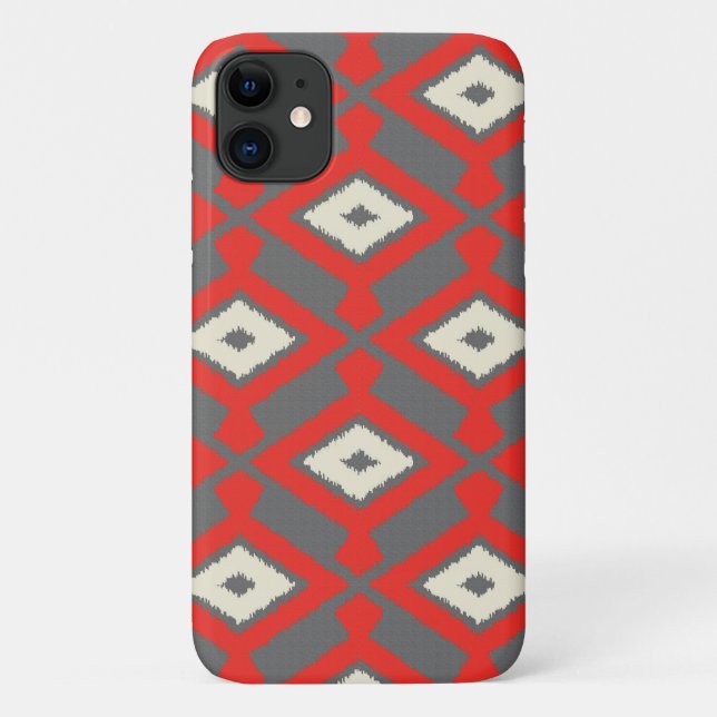 Ikat Pattern - Red, Grey and Beige Case-Mate iPhone Case (Back)