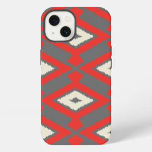 Ikat Pattern - Red, Grey and Beige iPhone Case