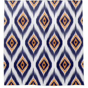 Ikat pattern textile fabric ethnic tribal motif ma shower curtain