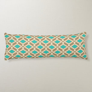 Ikat Pattern - Turquoise, Taupe and Beige Body Cushion
