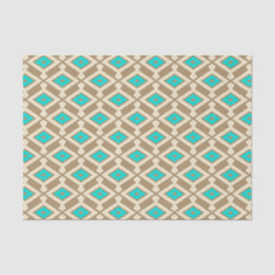 Ikat Pattern - Turquoise, Taupe and Beige Tissue Paper
