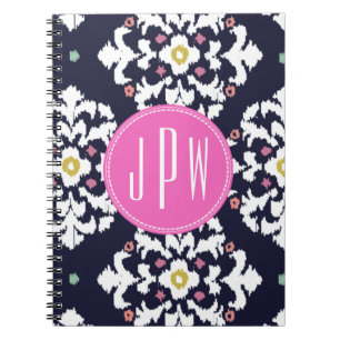 Ikat & Pink Monogram Notebook