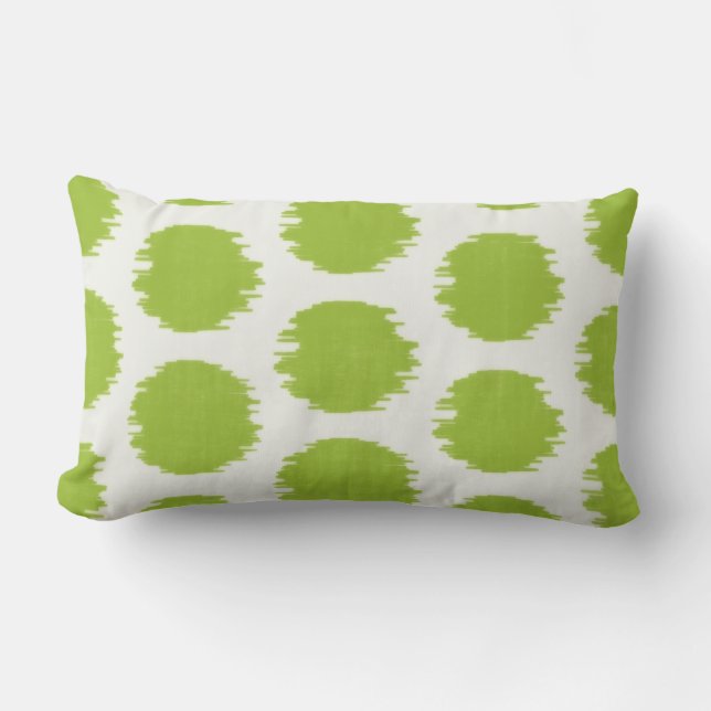 Ikat Scratch Dot, Celery Lumbar Cushion (Front)