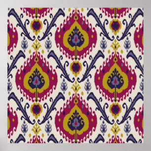 Ikat seamless pattern background Traditional patte Poster