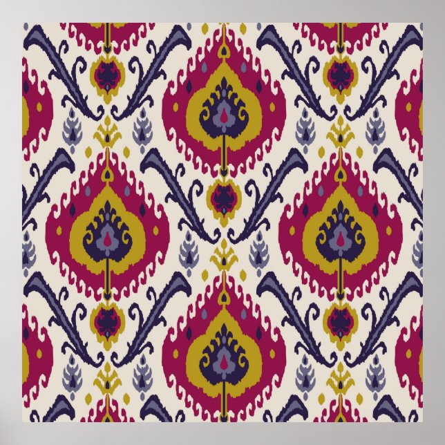 Ikat seamless pattern background Traditional patte Poster (Front)