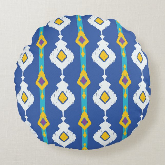 Ikat seamless pattern  round cushion (Front)