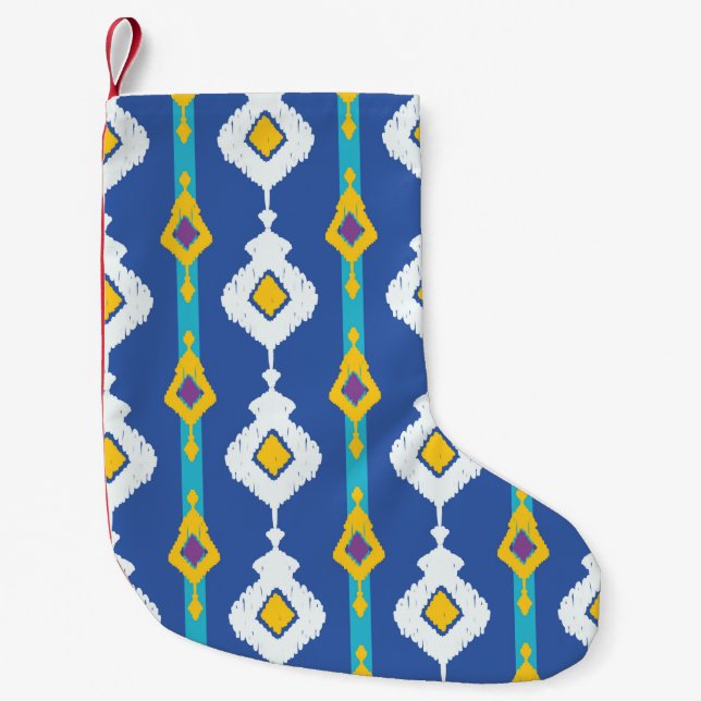 Ikat seamless pattern  small christmas stocking (Front)