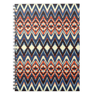Ikat seamless pattern. tie dye shibori print with  notebook