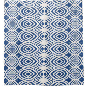 Ikat seamless pattern. Vintage tie dye shibori pri Shower Curtain