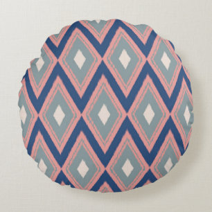 Ikat Series Geometric Round Cushion