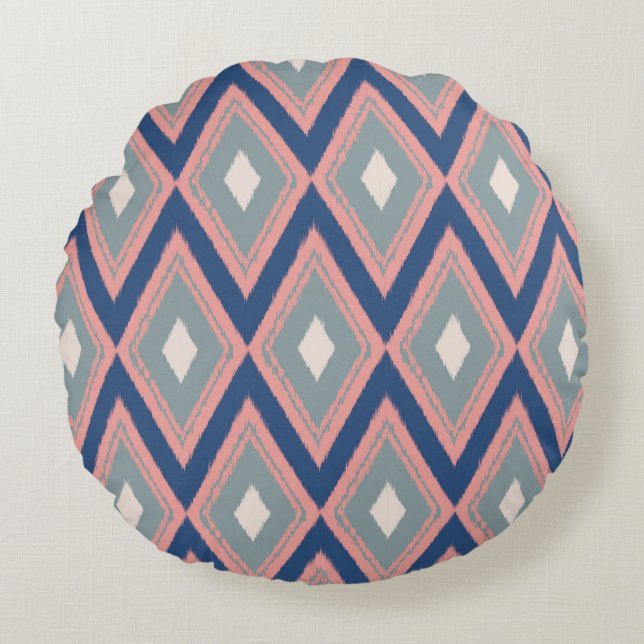 Ikat Series Geometric Round Cushion (Front)