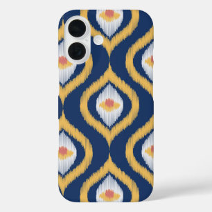 Ikat Series Ogee Blue iPhone 16 Case
