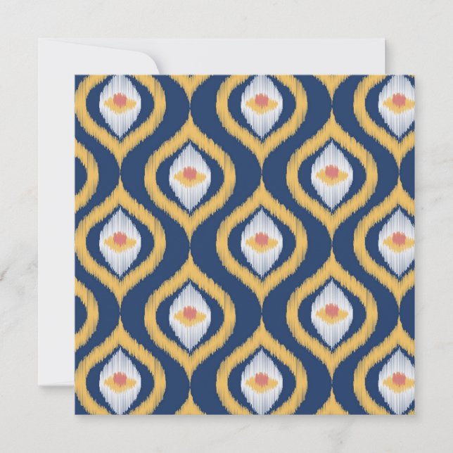 Ikat Series Ogee Blue Flat Card (Front)