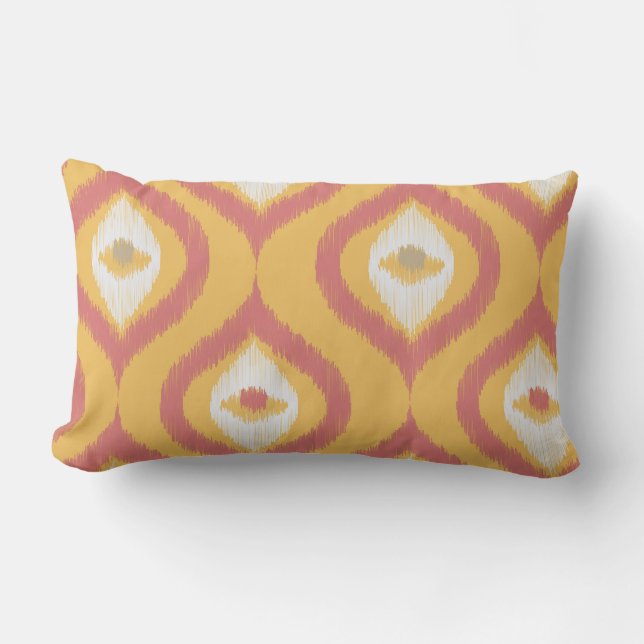 Ikat Series Ogee Orange Lumbar Cushion (Front)