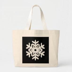 Ikat Snowflake - Black and white Large Tote Bag