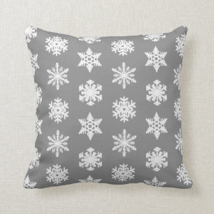Ikat Snowflake - Charcoal Grey and White Cushion